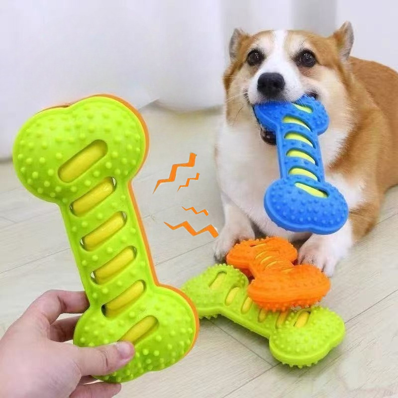 Dog Treat Puzzle Toy - Pet Dog Chew Toys Rubber Bone