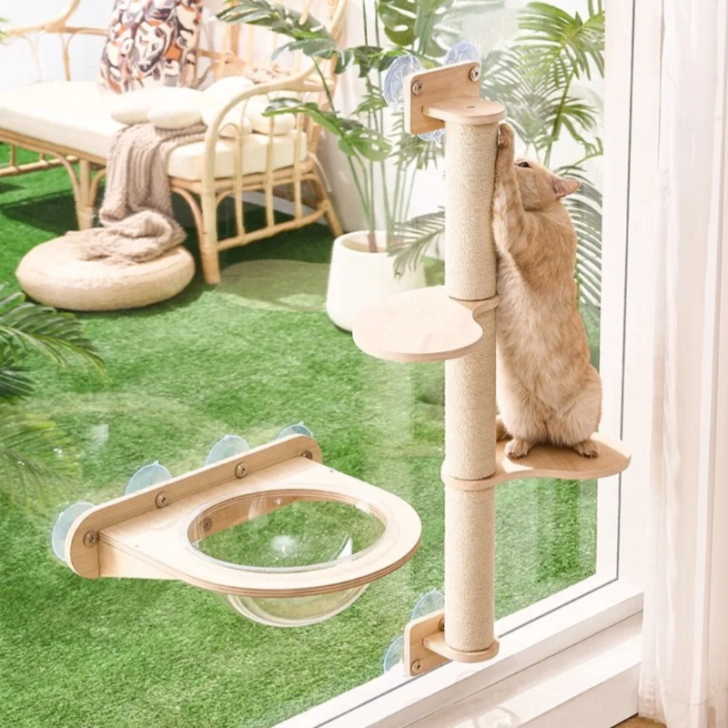 Cat Window Perch with Wooden F - Cat Window Perch review and price